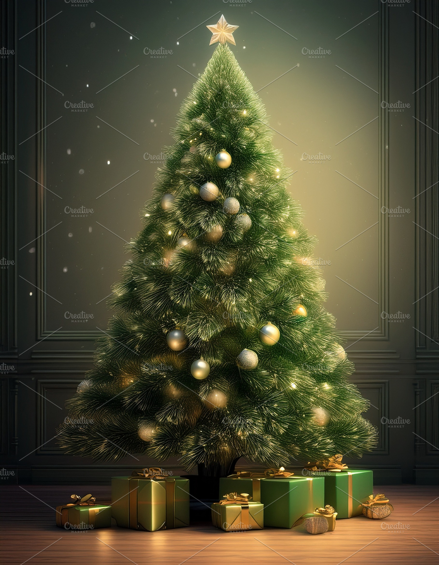 Christmas tree AI generated, a Photo by WorldOfPhotos