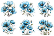 Whimsical Blue Flowers Spring Clipar, an Illustration by CraftArtStudio (Thumbnail 4 of 6)