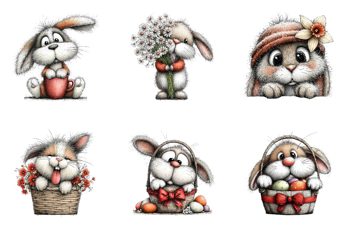 Funny easter bunny peeking clipart, an Illustration by CreationArt (Photo 2 of 7)