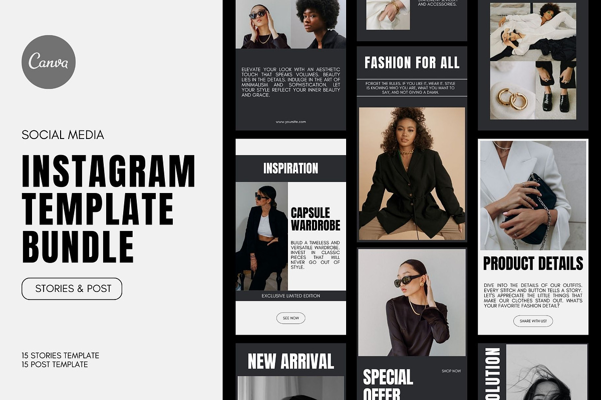 Fashion Instagram Templates, a Social Media Template by KeronnArt (Photo 1 of 10)