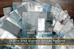 Blue Gray Abstract Digital Scrapbook, a Background Graphic by V Design Creator