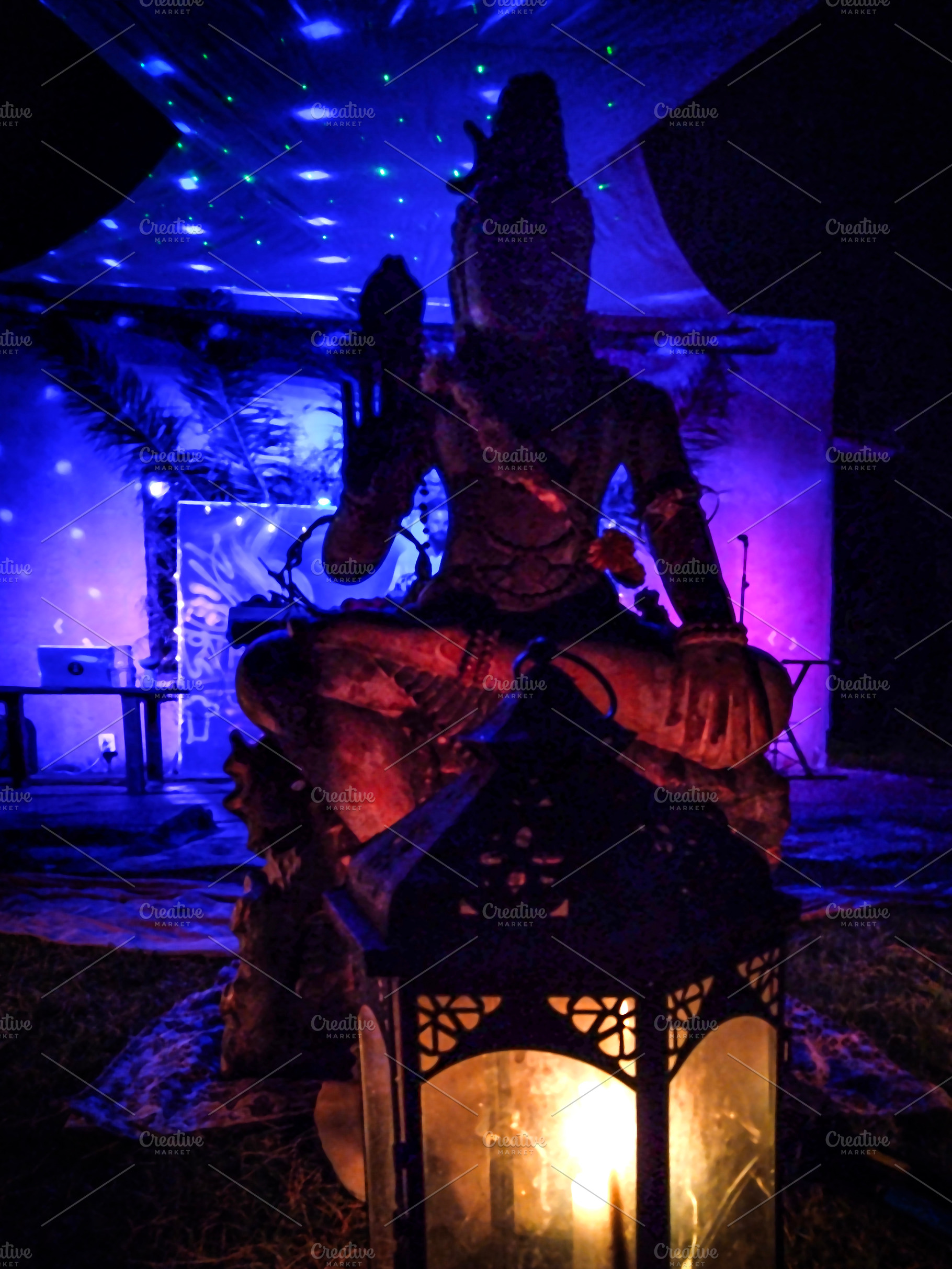 Mystical scene with lantern and spiritual figure at night, an Arts & Entertainment Photo by DanFLCreativo