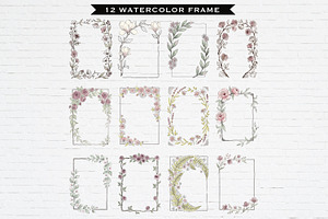 Hand Drawn Watercolor Frames Bundle