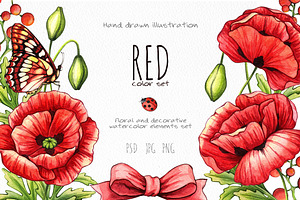 Floral and decor set (red color)