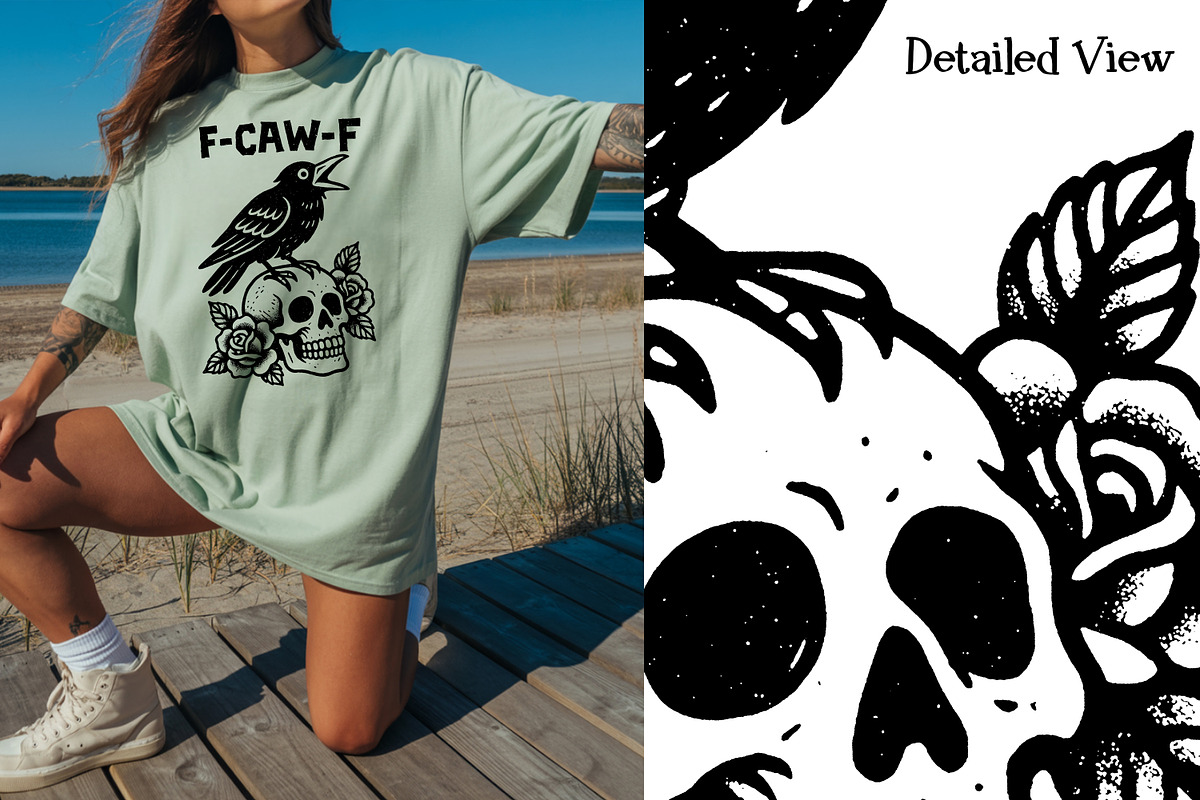 F-CAW-F Crow Sublimation PNG Set2, an Animal Illustration by Heather Green Designs (Photo 2 of 9)