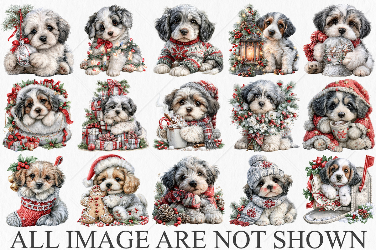Whimsical Christmas Dog Clipart PNG, a Seasonal Illustration by Canvas Craft (Photo 3 of 10)