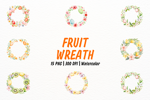 Easter Floral Wreath Fruit Clipart