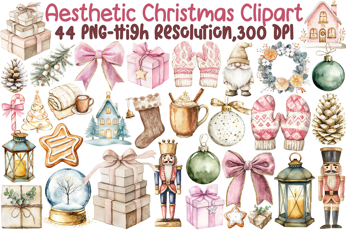 Aesthetic Christmas Clipart, an Illustration by Sublimation Artist (Photo 1 of 6)
