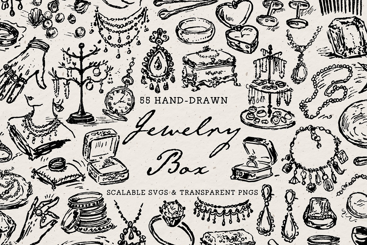 Vintage Jewelry Vector Clipart Set, an Object Illustration by The October Creative (Photo 1 of 13)