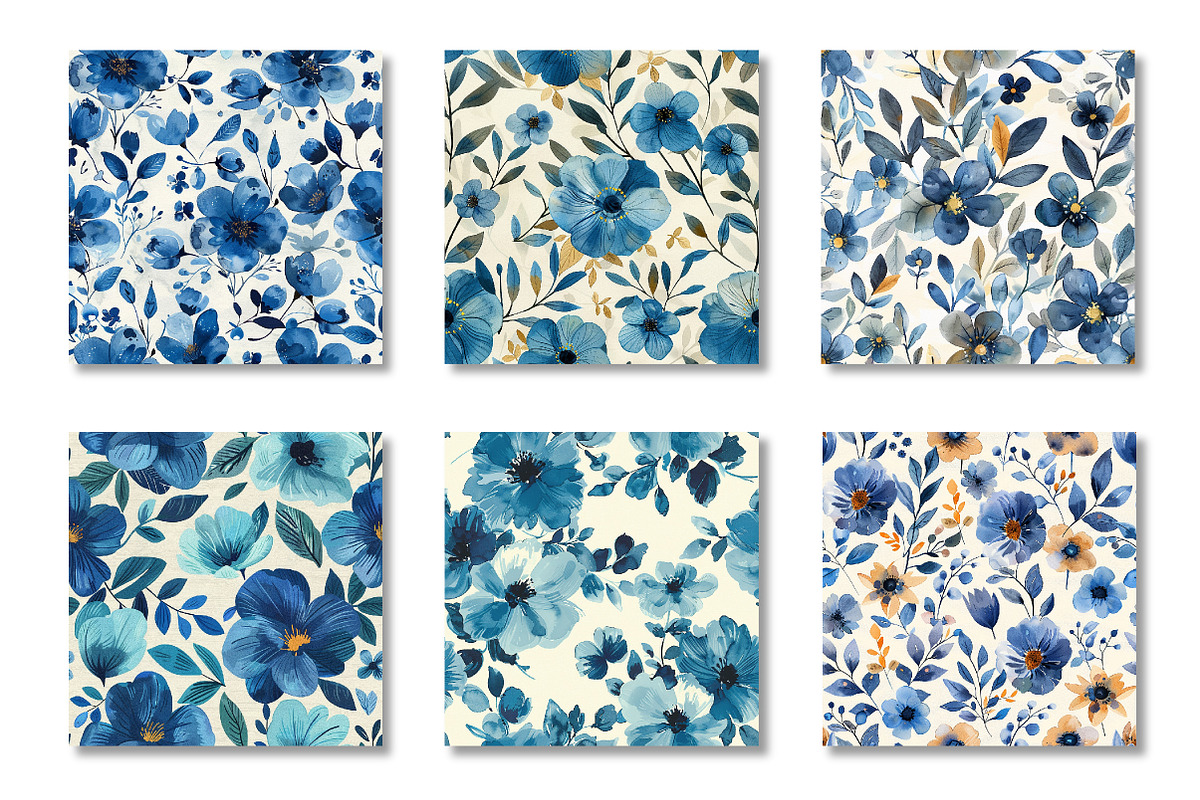 Blue Floral Spring Pattern, a Pattern Graphic by Canvas Craft (Photo 2 of 6)