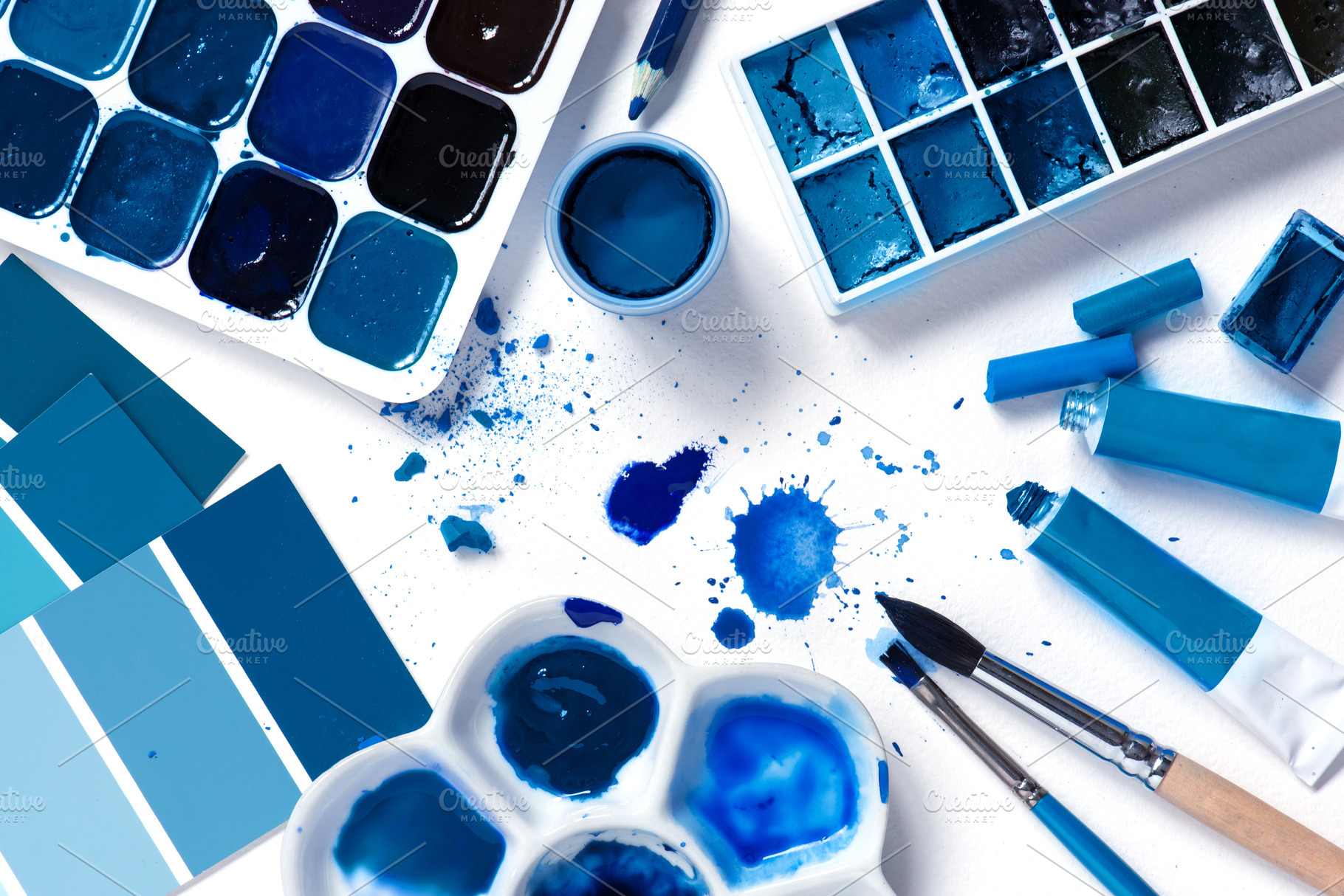 Art supplies and classic blue colors, an Arts & Entertainment Photo by AlinaKho