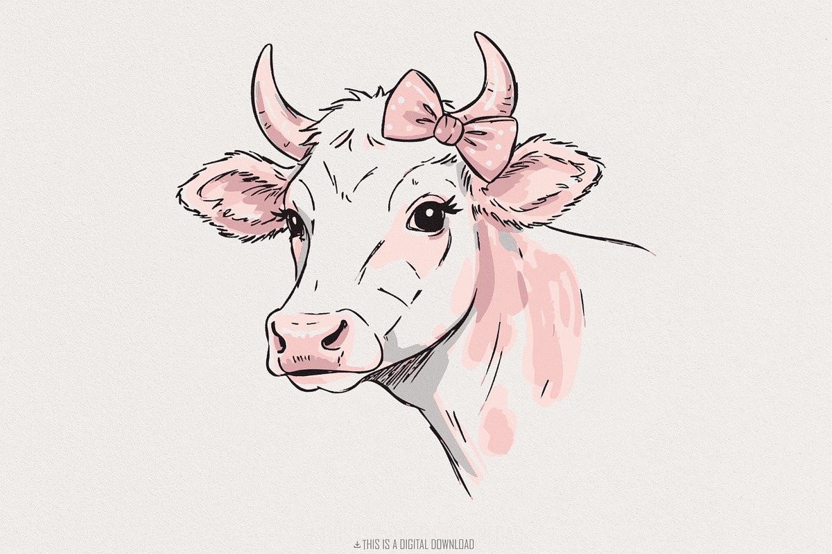 Coquette Cow Tshirt Design, cute, an Illustration by SharpMarketplace (Photo 1 of 9)