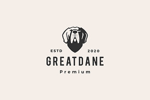 Greatdane Dog Hipster Vintage Logo