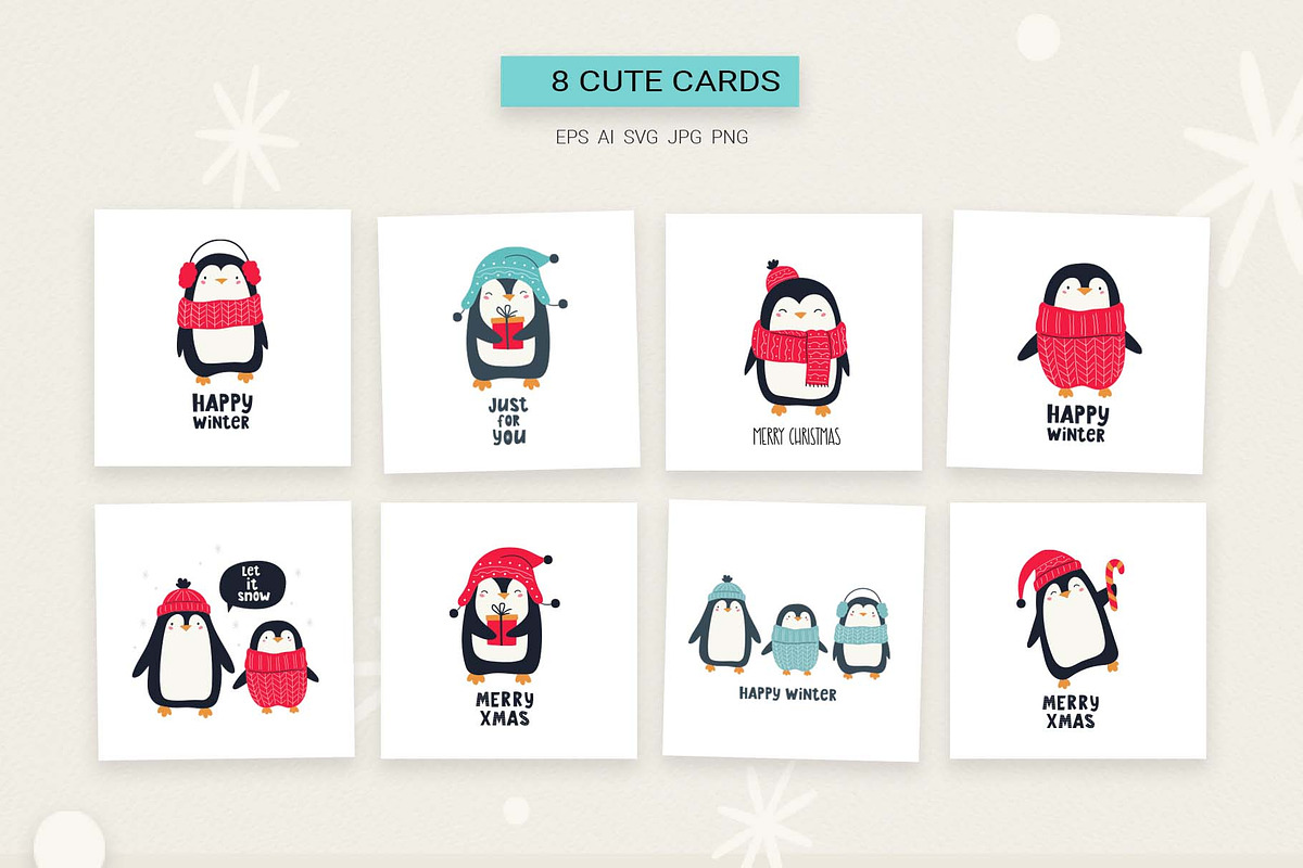 Winter Penguin Clipart Set, an Animal Illustration by Irina Ostapenko (Photo 4 of 8)