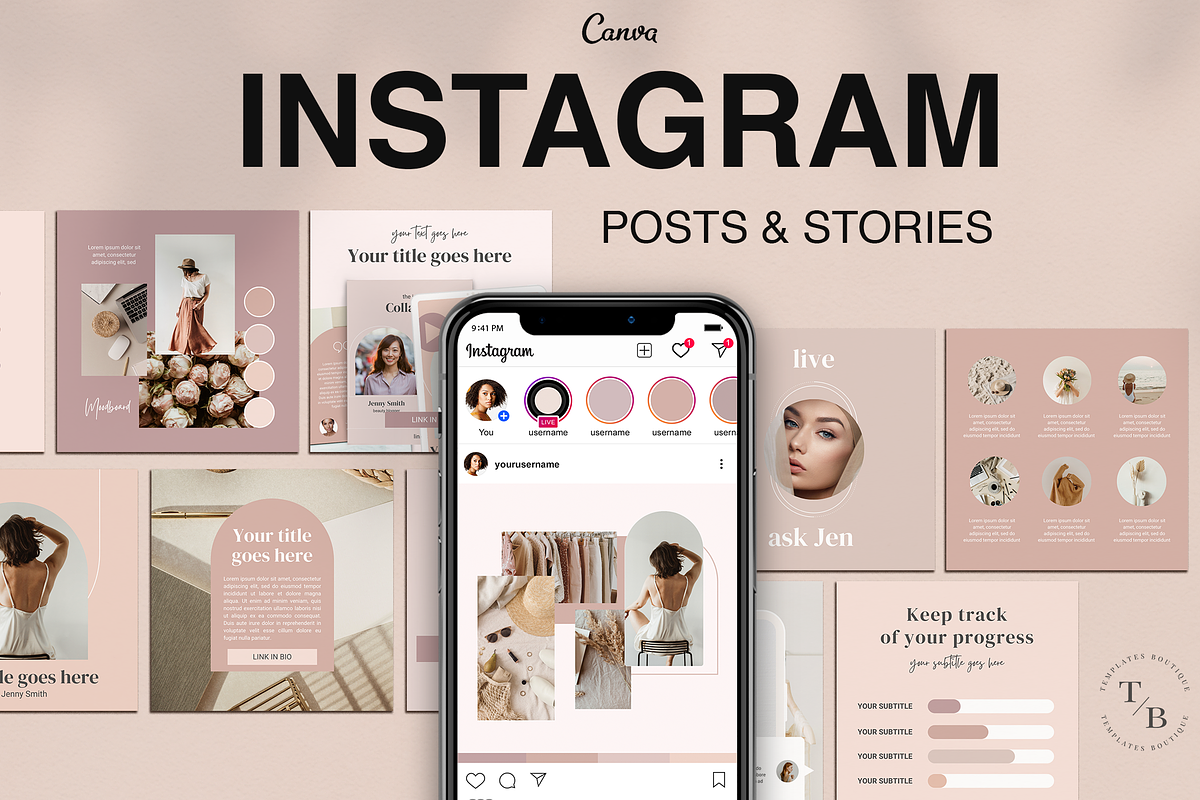 Nude Instagram templates for Canva, a Social Media Template by Templates Boutique (Photo 1 of 9)