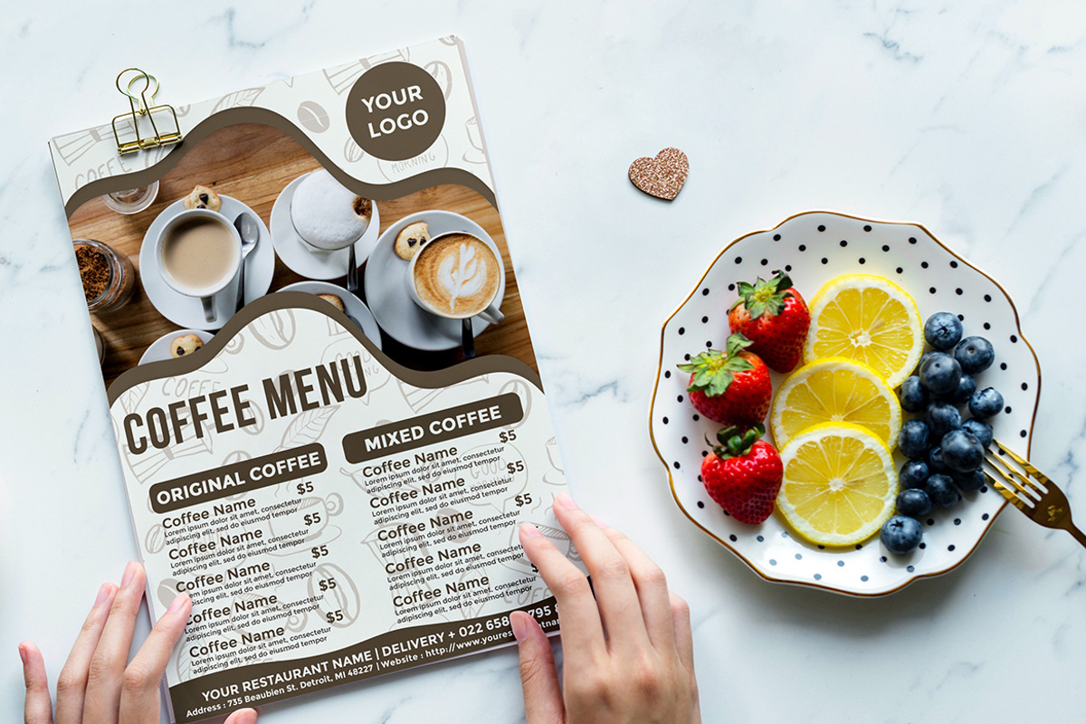 Coffee flyer menu, a Flyer Template by imadeDesign (Photo 2 of 3)