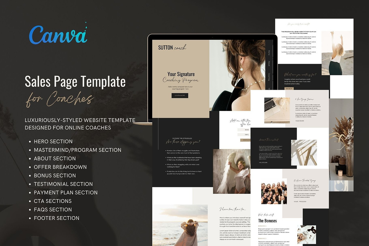 Canva Sales Page Design for Coaches, a Landing Page Template by Styled Web Shop (Photo 1 of 3)