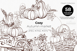 Vintage Autumn Botanical Line Art, a Seasonal Illustration by katmonne