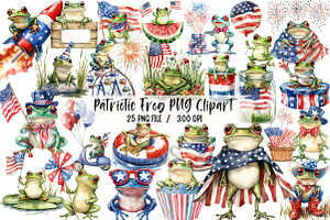 Patriotic Frog PNG Clipart, an Illustration by Libby Wishes