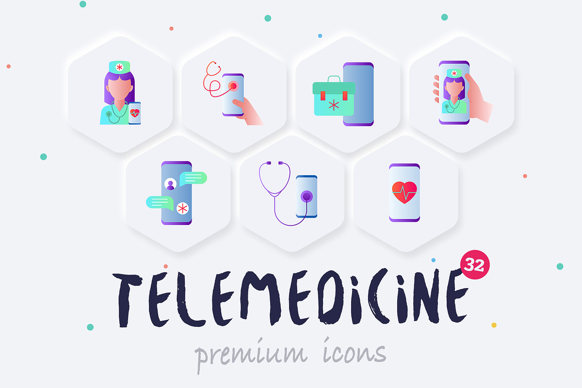 Telemedicine | 32 Icons Set, an Outline Icon by Marina Silence (Photo 2 of 17)