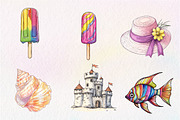 Watercolor Summer Vibe Clipart, an Illustration by CreationArt (Thumbnail 5 of 5)