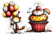 Whimsical Happy Birthday Clipart, a Graphic by CitraGraphics (Thumbnail 3 of 4)