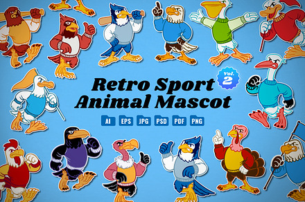 Retro Sports Animal Mascot Vol 2, an Animal Illustration by bazzier_graphik