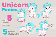 Unicorn - cute ponies, an Animal Illustration by moja doodle (Thumbnail 1 of 6)
