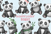 Cute Watercolor Panda Illustrations, an Animal Illustration by Doodle and Stitch (Thumbnail 1 of 2)