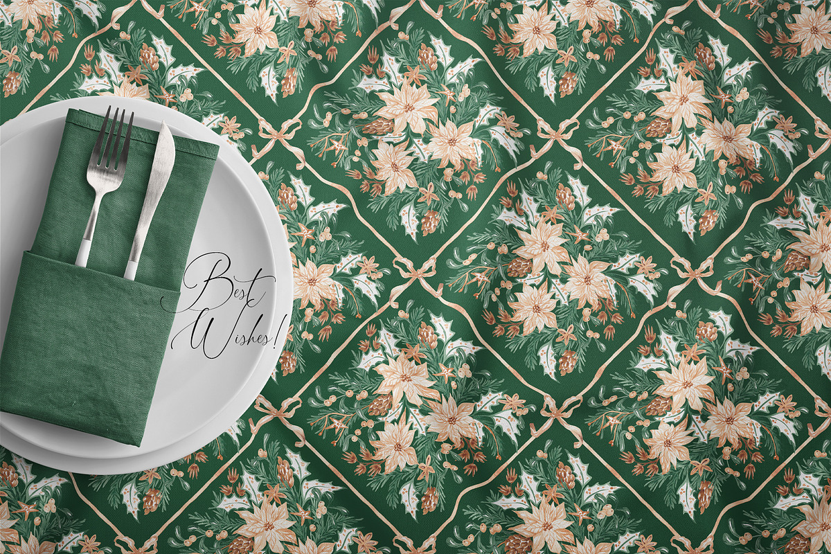 Christmas Botanical Grid Pattern, a Pattern Graphic by SirenaArt (Photo 20 of 20)