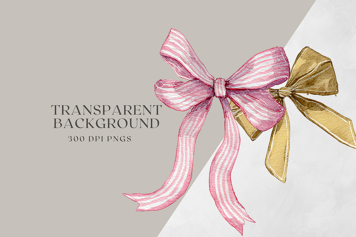 Watercolor Bow Clipart, a Decorative Illustration by ThaismotaCreativeCo (Photo 7 of 7)