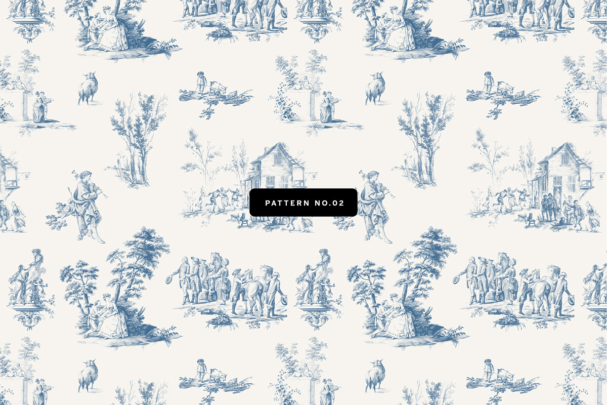 Toile De Jouy Seamless Patterns, a Pattern Graphic by Century Library (Photo 5 of 8)