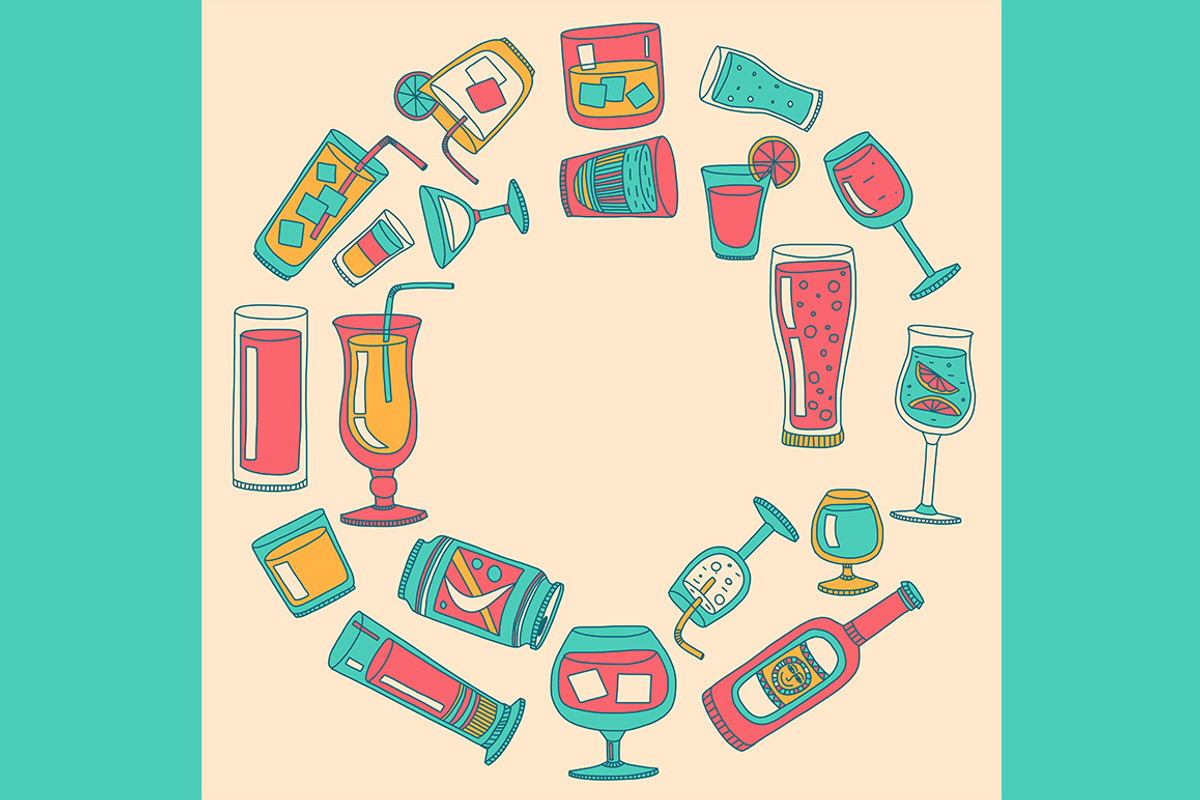 Doodle cocktail icons and patterns, a Pattern Graphic by Art Loft (Photo 5 of 16)