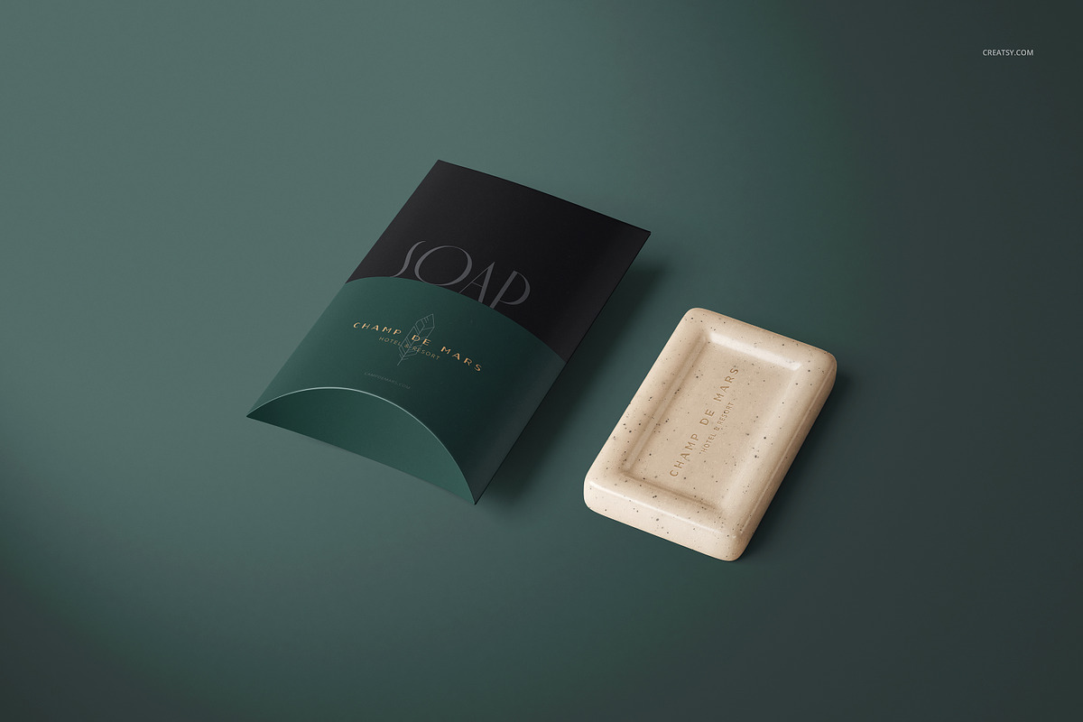 Hotel Hand Soap In Pillow Box Mockup, a Merchandise Mockup by creatsy5 (Photo 5 of 10)