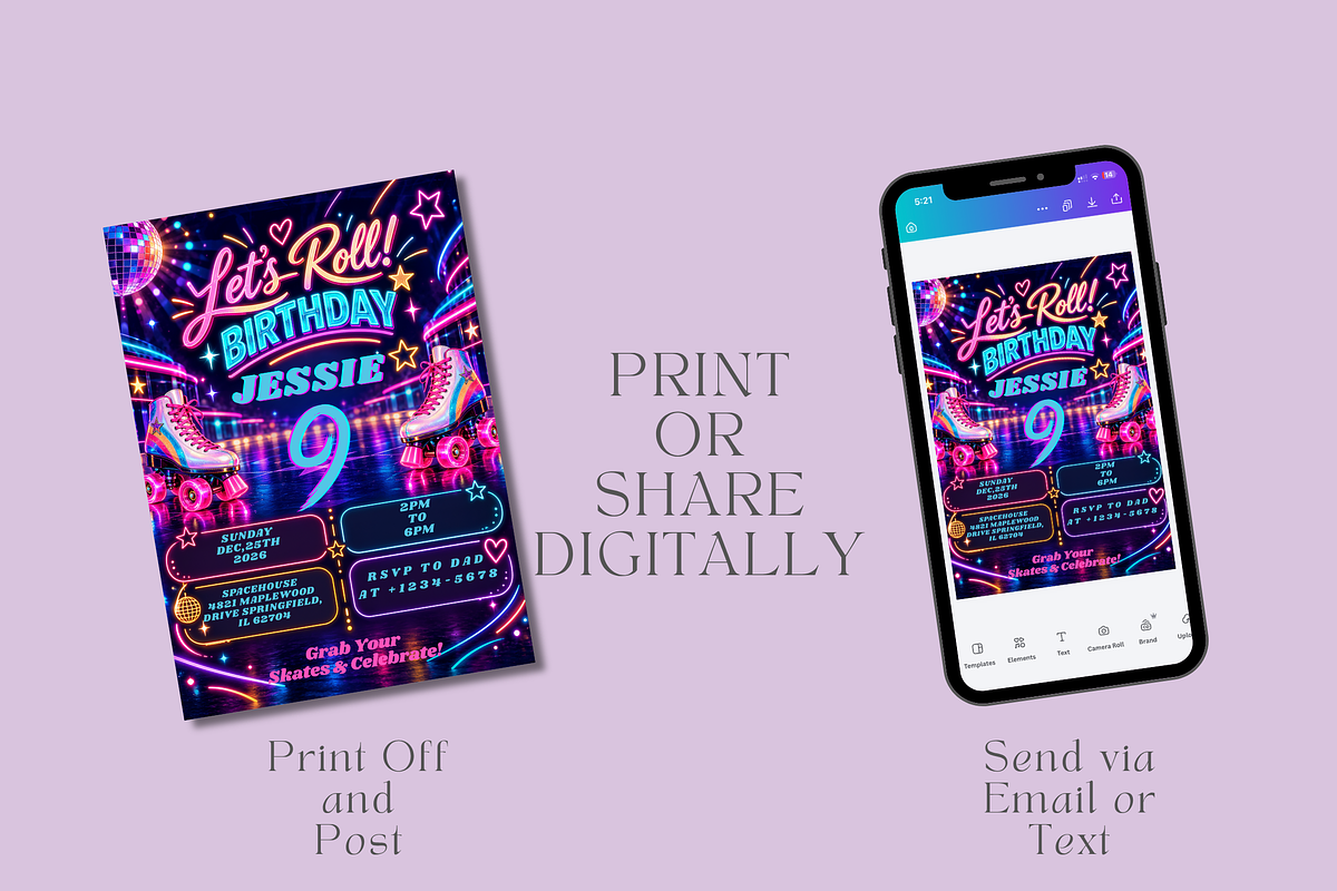 Roller Skating Birthday Invitation, an Invitation Template by InvitingStorys (Photo 8 of 11)