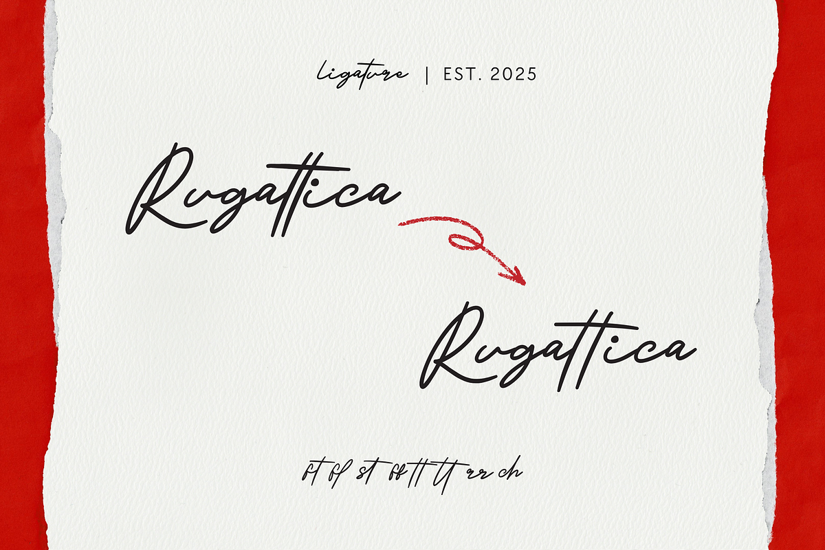 Rugattica – A Graceful Script, a Script Font by Creacy Studio (Photo 3 of 11)