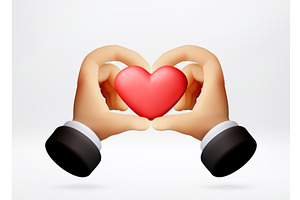 3D Hands forming heart shape around, an Object Illustration by Abscent