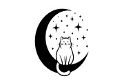 50 Cat Moon Silhouette Vector Bundle, an Illustration by jahid234 (Thumbnail 14 of 51)