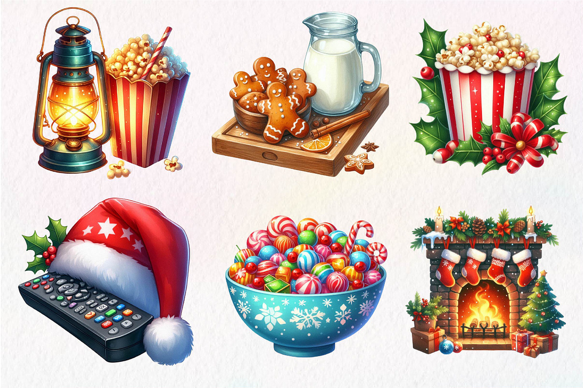 Christmas Movie Night Clipart, an Illustration by Dream Creation (Photo 4 of 7)