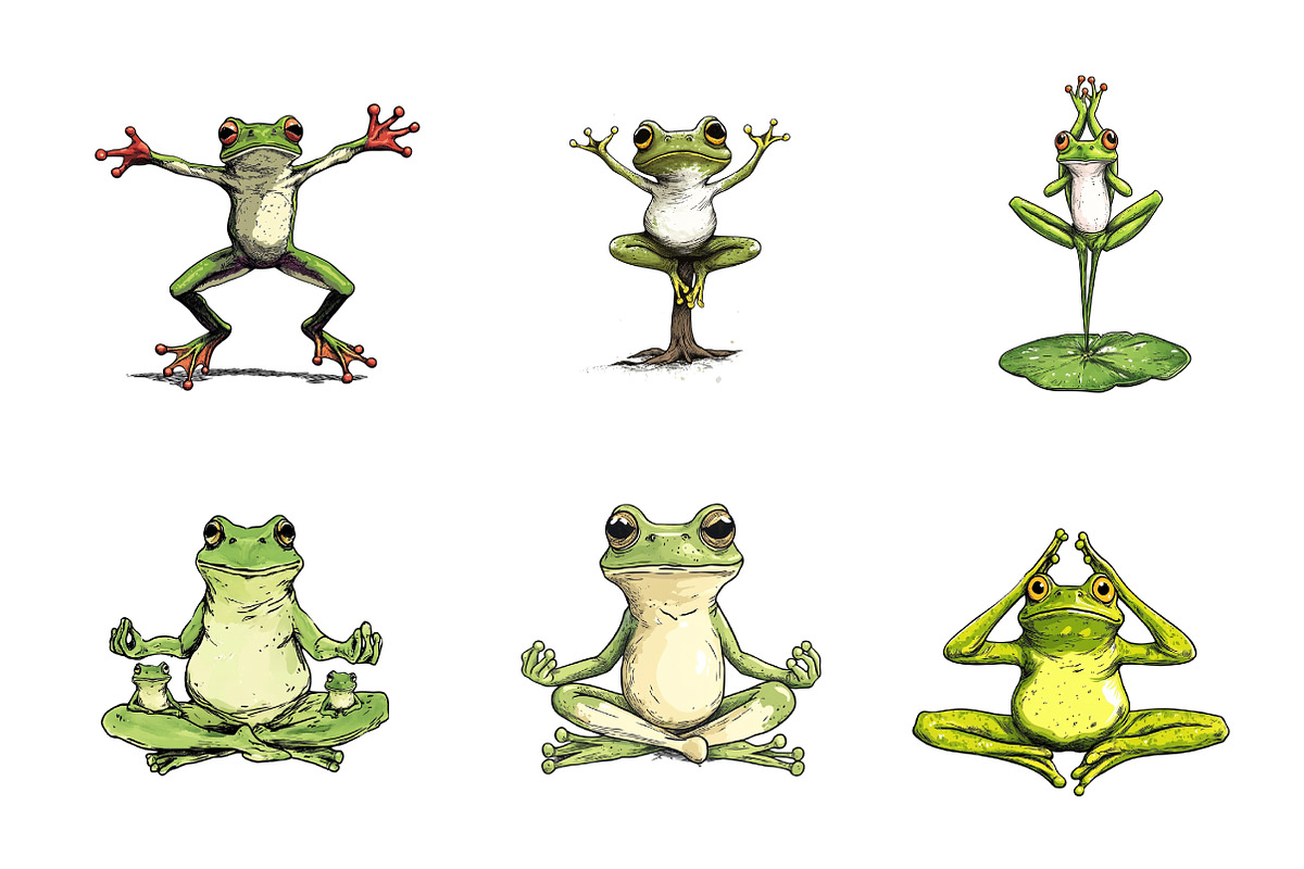 YOGA Frog Sublimation Clipart, an Illustration by CreationArt (Photo 2 of 5)
