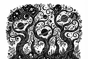 50 Mystical Galaxy Forest Silhouette, a Technology Illustration by Amazin_art (Thumbnail 13 of 26)