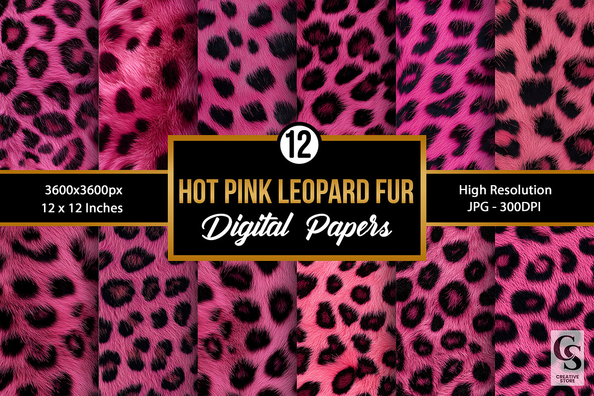 Hot Pink Leopard Fur Digital Papers, a Pattern Graphic by Creative Store (Photo 1 of 5)