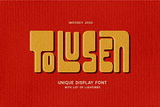 Tolusen - Bold Retro Font, a Sans Serif Font by Imoodev (Thumbnail 1 of 5)