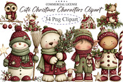 Cute Christmas Characters Clipart, an Illustration by designcity5 (Thumbnail 1 of 5)