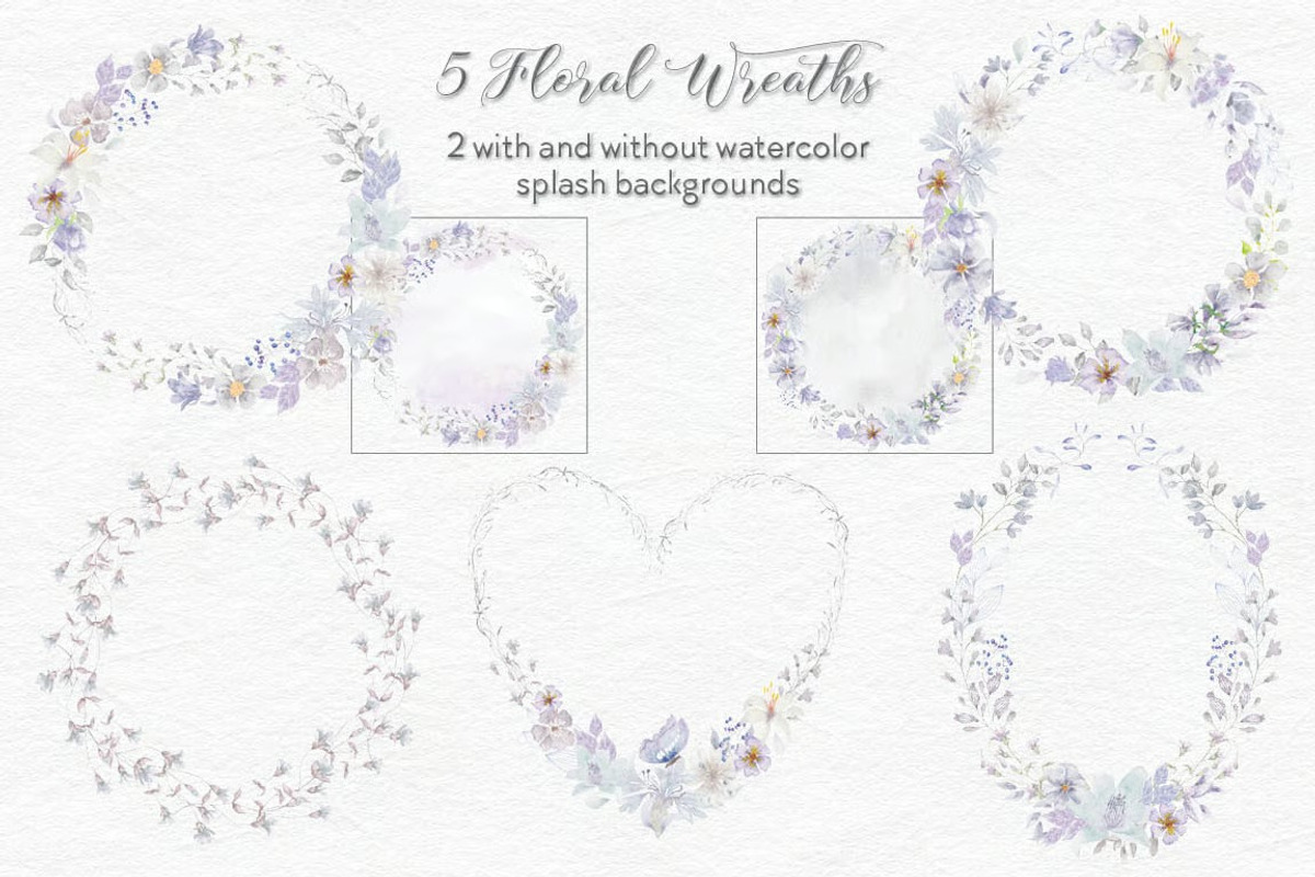 Smoky Grey Florals Watercolor Design, a Work Illustration by fashionaddict (Photo 2 of 10)
