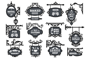 Hanging signboard emblems design, an Illustration by YummyBuum