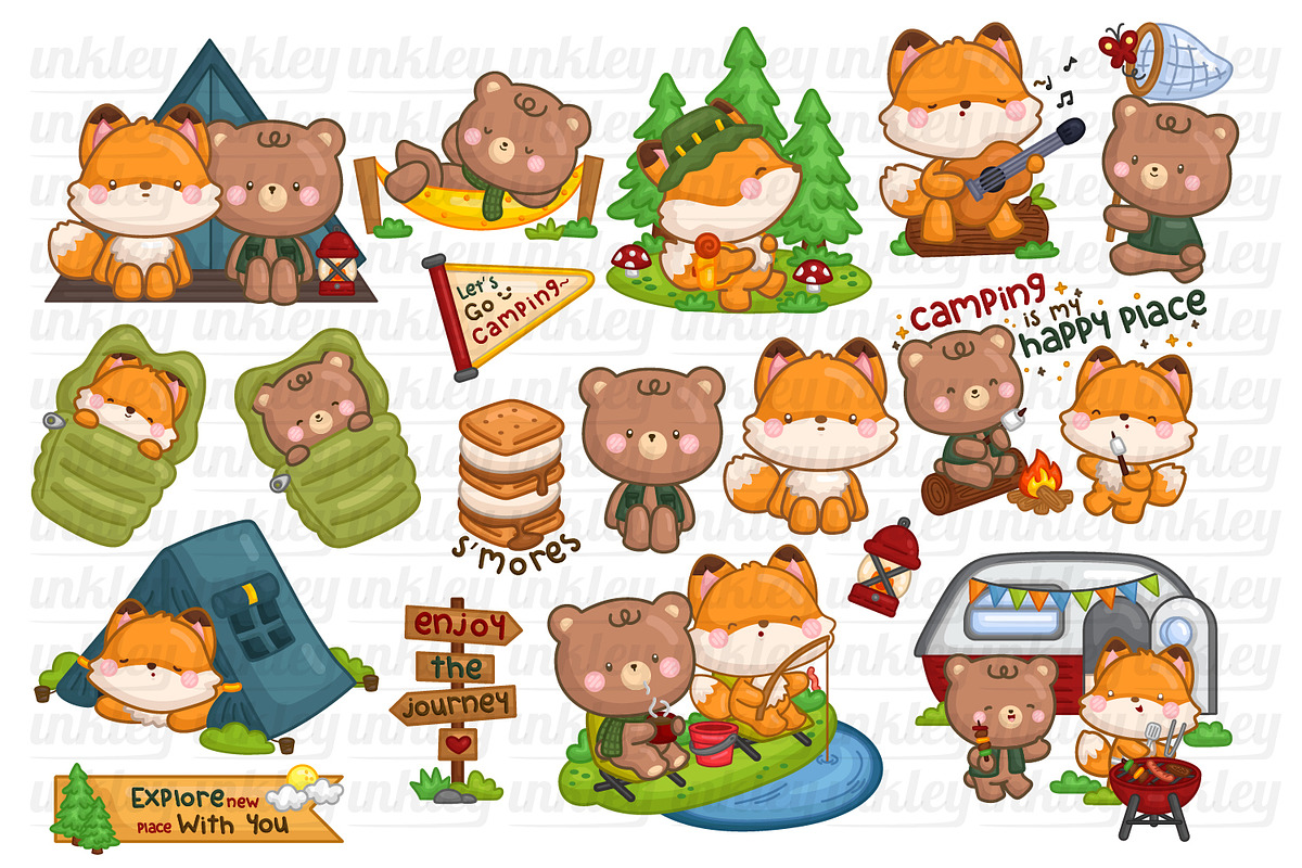 Animal and Camping Clipart, an Animal Illustration by Inkley Studio
