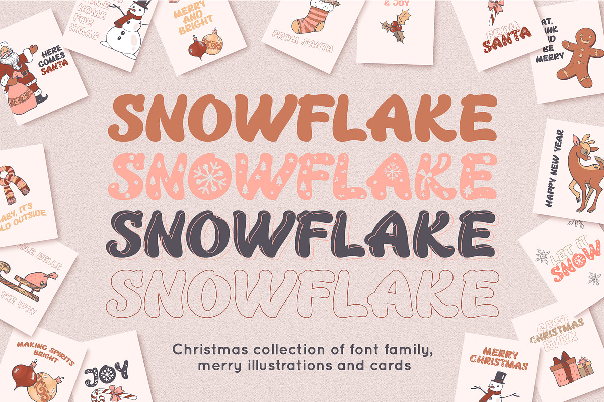 Snowflake Christmas  font family, a Script Font by Anna Zakharchenko (Photo 1 of 10)