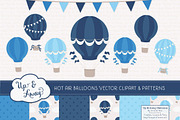 Shades of Blue Hot Air Balloons, an Illustration by Amanda Ilkov (Thumbnail 1 of 5)