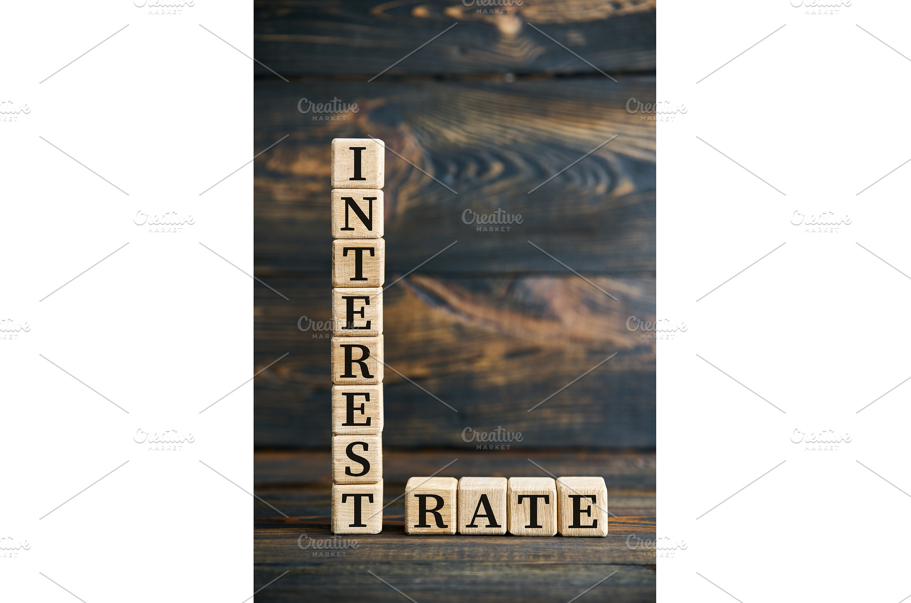 INTEREST RATE formed with wood, a Business Photo by Gladkov photography